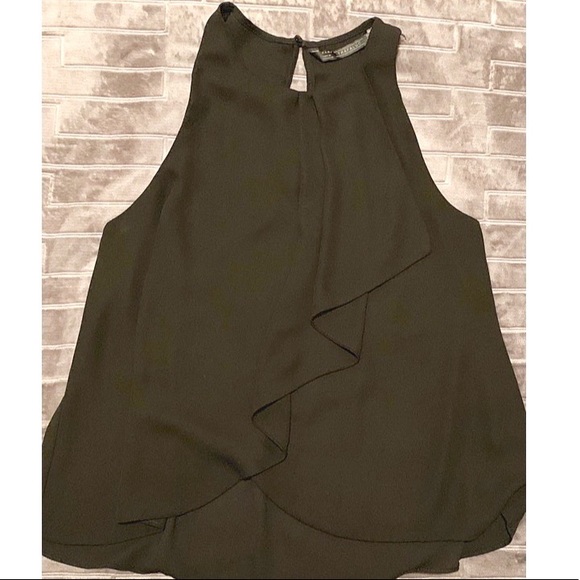 Zara Trafaluc Blouse Black ruffle asymmetrical top Size S - Picture 1 of 5